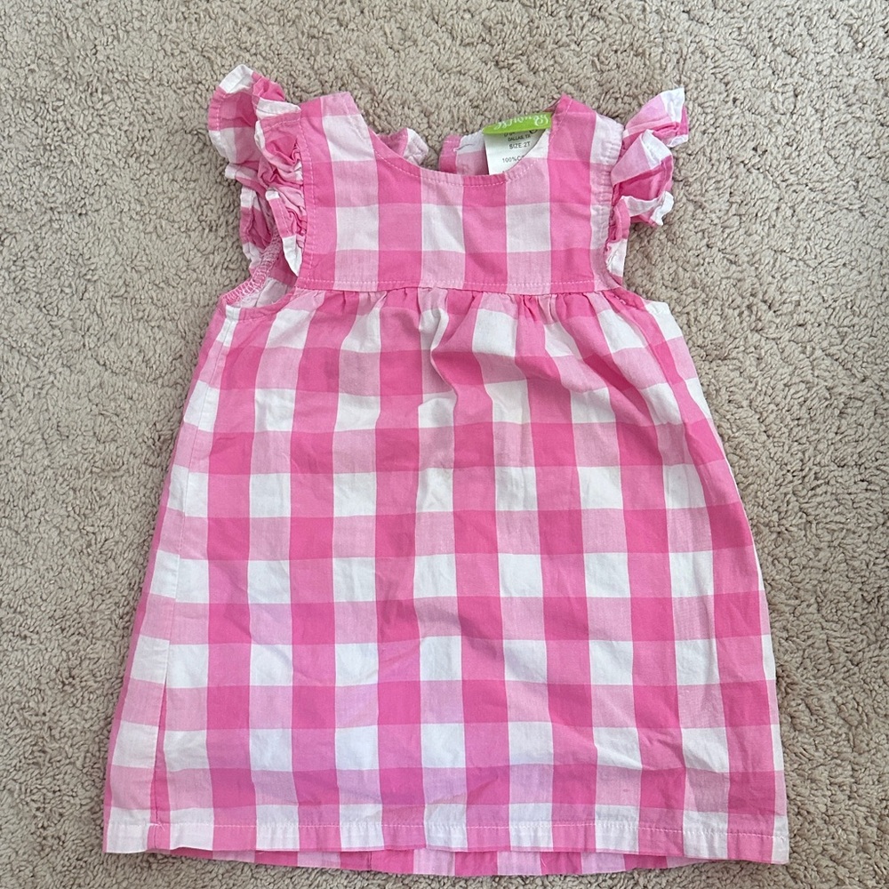 Pink and White Checkered Kids Dress